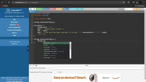 Reverse Word/String Tutorial: C++ Program! #shorts