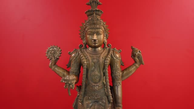 37" Large Superfine Lord Guruvayurappan (Vishnu) | Madhuchista Vidhana | Panchaloha Bronze