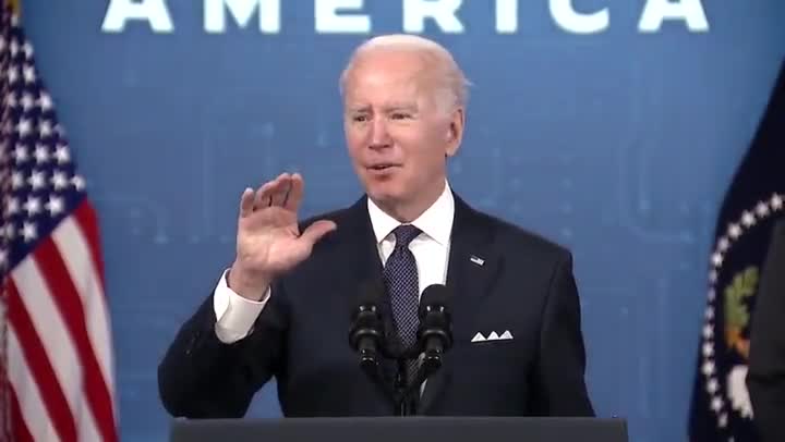 Biden will not take questions because "you guys will ask me all about Russia and not about anything having to do with CHIPS"