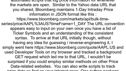 Fetching 1 minute bars from Yahoo Finance