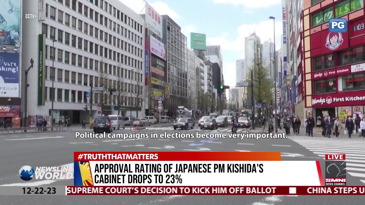 Approval rating of Japanese prime minister Kishida's cabinet drops by 23%