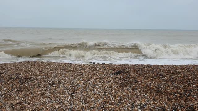 Stormy waves day at Bognor Seafront