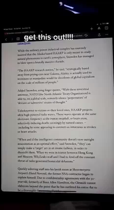 These evils can control the weather with powerful electronic frequencies via a machine called Haarp