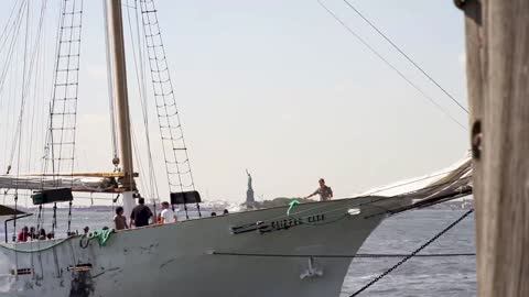 Boat near Statue of Liberty