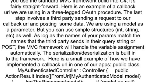 How to implement a callback URL to receive a json data in c