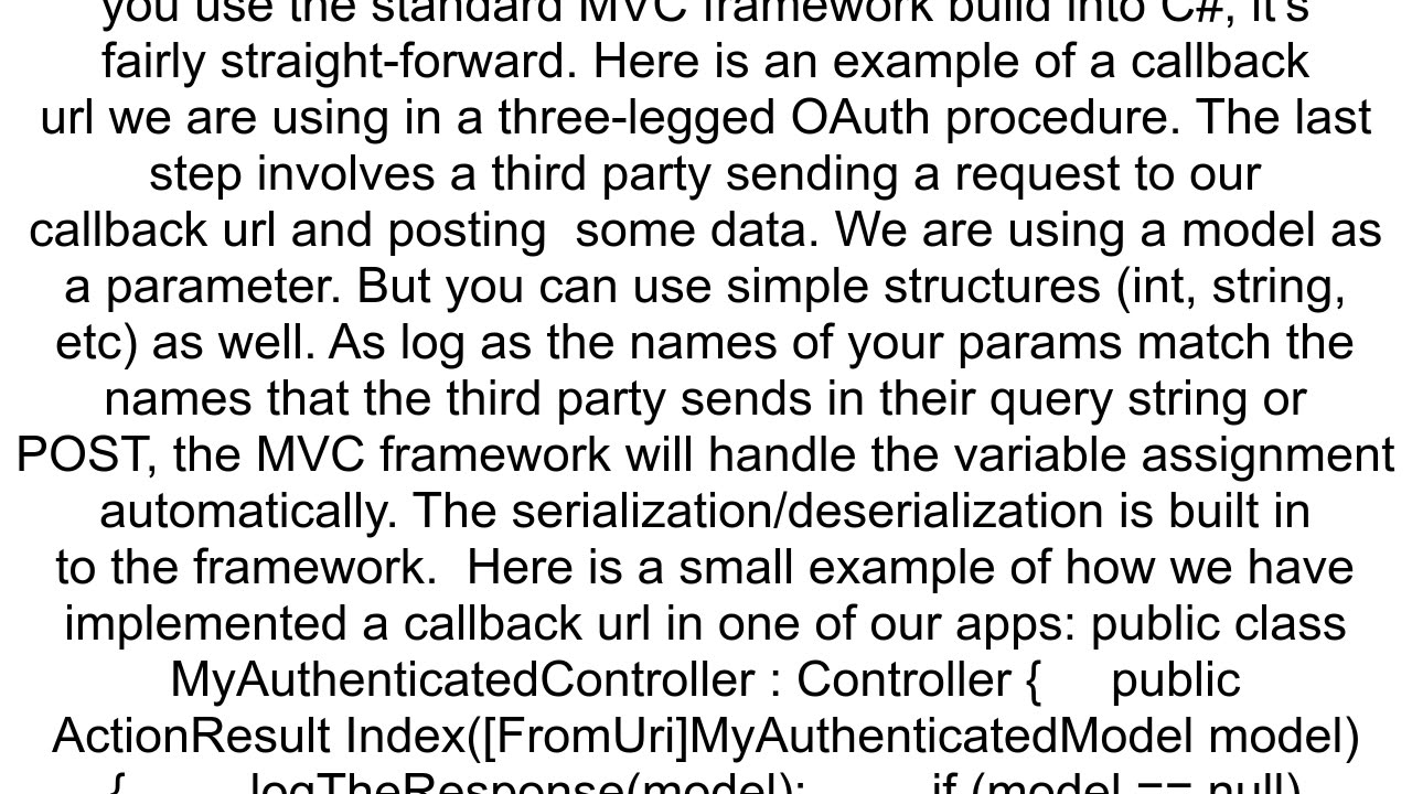 How to implement a callback URL to receive a json data in c