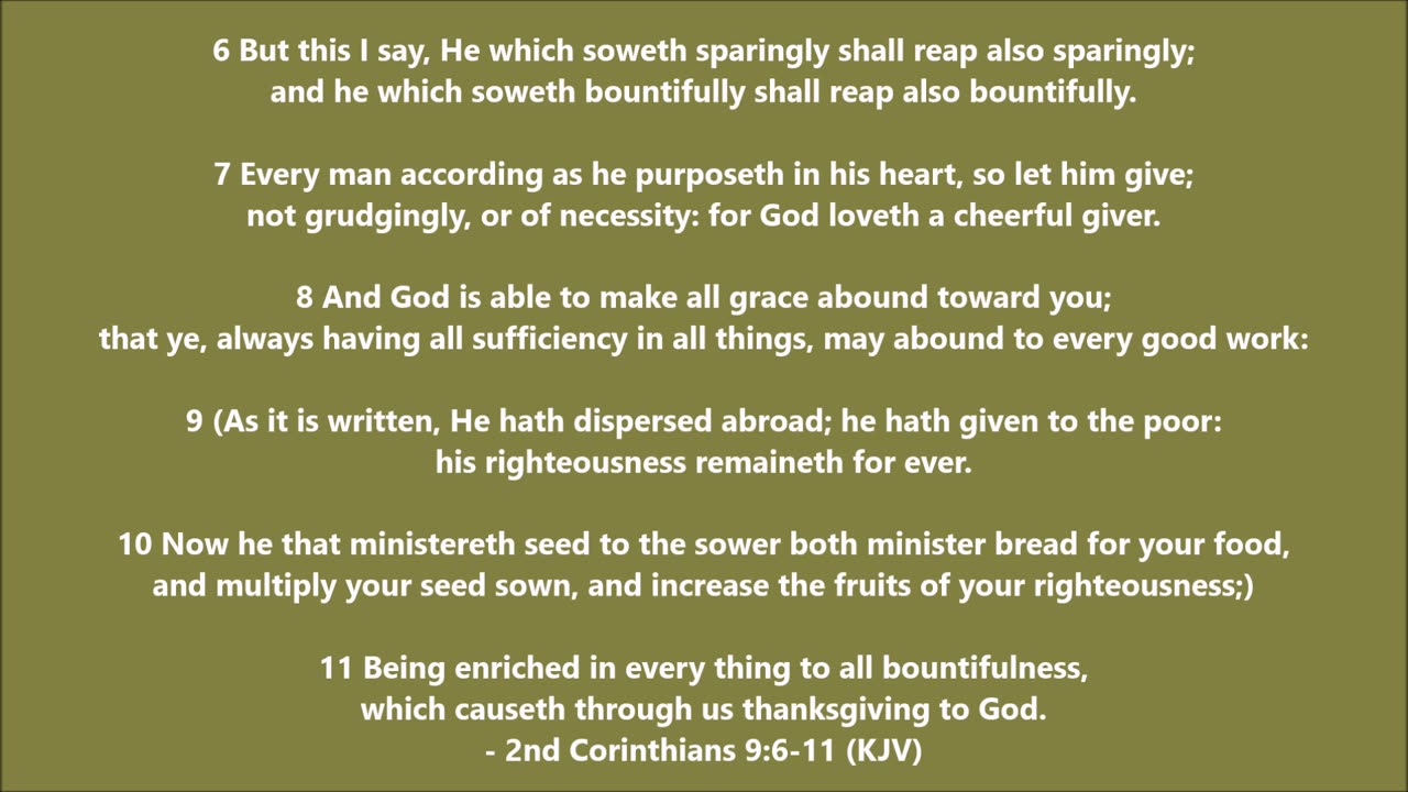 2nd Corinthians 9:6-11 (KJV)