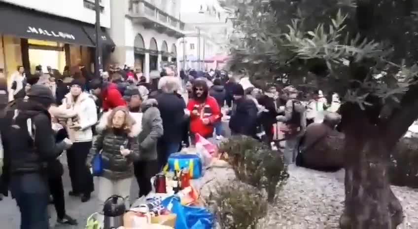 Italy In Milan, Italians, vaccinated or not, are gathering to drink and eat outdoors to demonstrate their disapproval of the Green Pass system