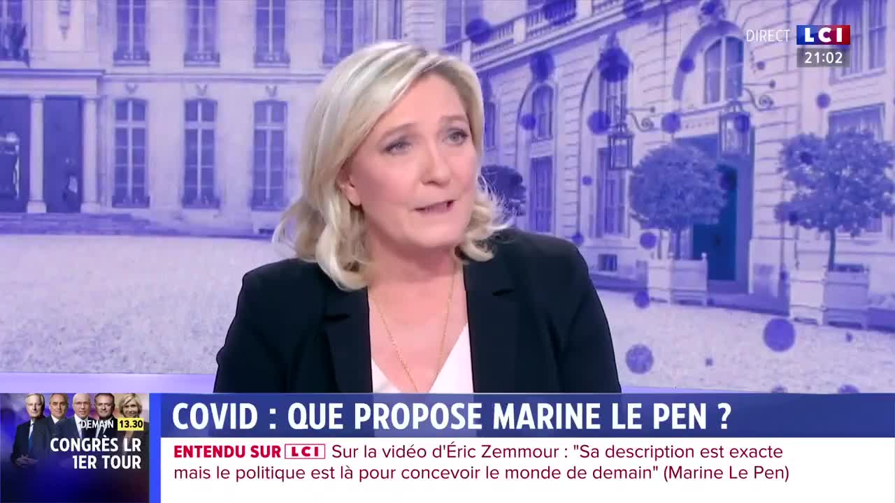 Marine Le Pen sur LCI avec Ruth Elkrief plandemie Covid 19 Coronavirus