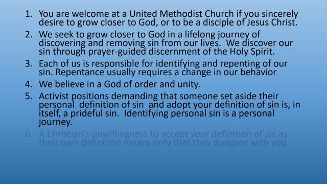 Message to United Methodists on the Non-conflict