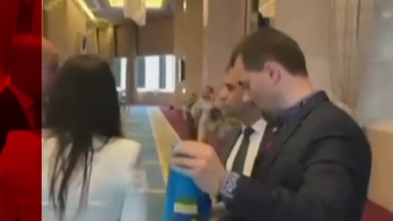 Fighting breaks out between Russian and Ukrainian delegations. #Shorts #BBCNews