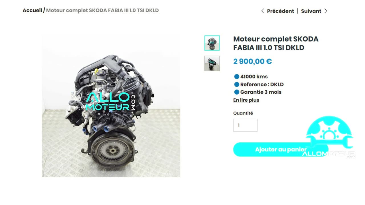 ALLOMOTEUR.COM - Moteur complet SKODA FABIA III 1.0 TSI DKLD