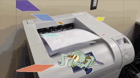 Squidward Is Playing With Tiles On Top Of A Printer 🖨️