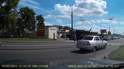 Semi Slams Into Electrical Pole