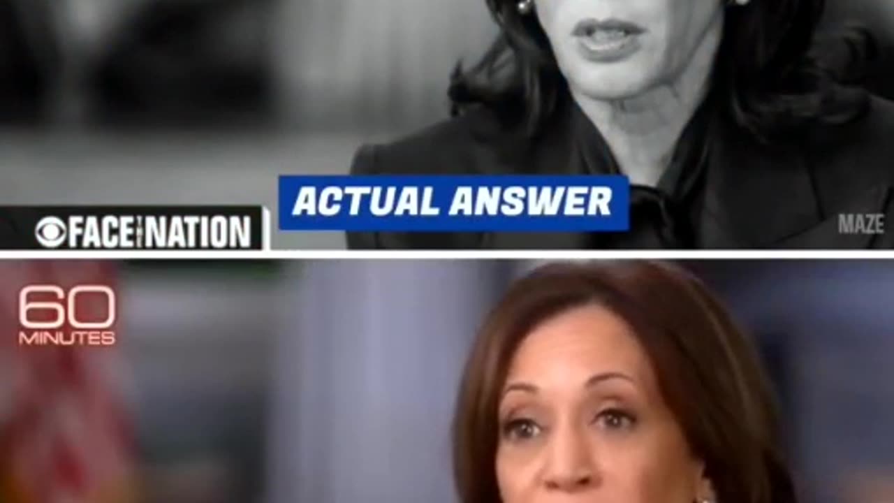 CBS EDITING THE HARRIS ANSWER SHOWN ON 60 MINUTES SHOW & FACE THE NATION PREVIEW CLIP - 10-7 & 10-6-2024 - 2 mins.