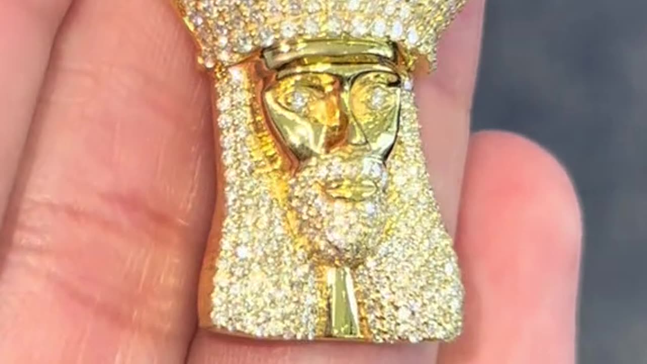 Men's Solid Gold & Natural Diamond Jesus Pendant