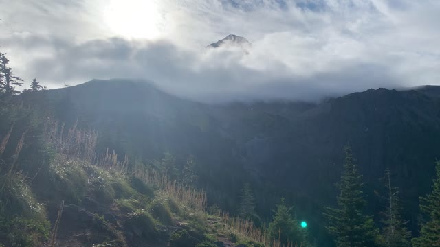 Oregon – Mount Hood – Marshmallow Clouds Obscuring Peak