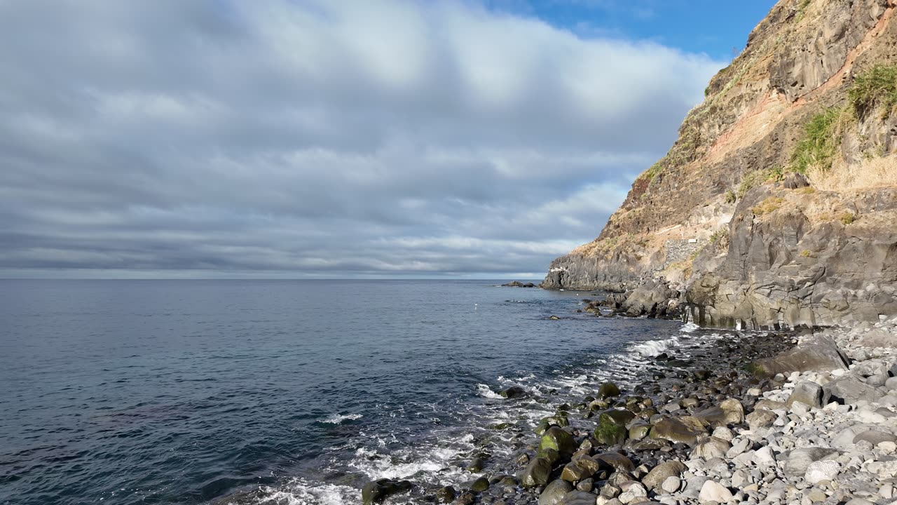 Basalt Beach - 20 Minutes Un-Looped Relaxing Ocean Waves - No Music - Madeira Portugal