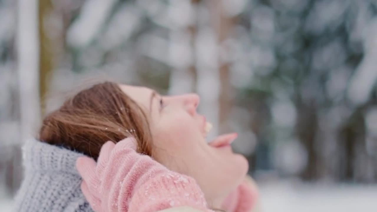 Girl enjoy in snow