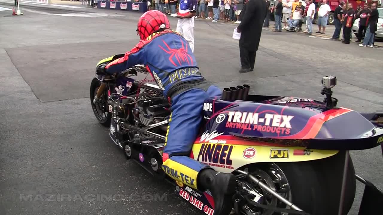 Spiderman Top Fuel Motorcycle Drag Racing