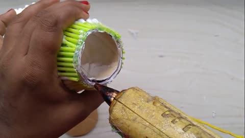 How to make flower vase | Easy flower vase | Cotton ear buds flower vase | 132
