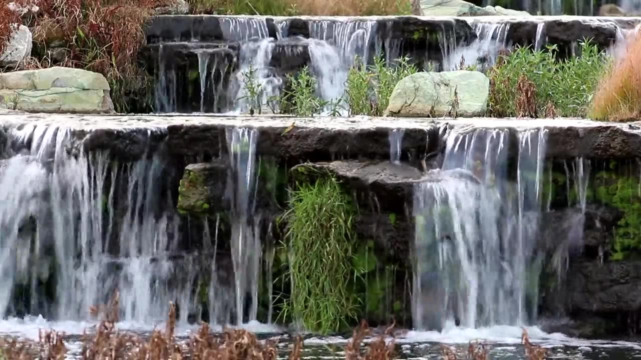 water fall spring rocks summer