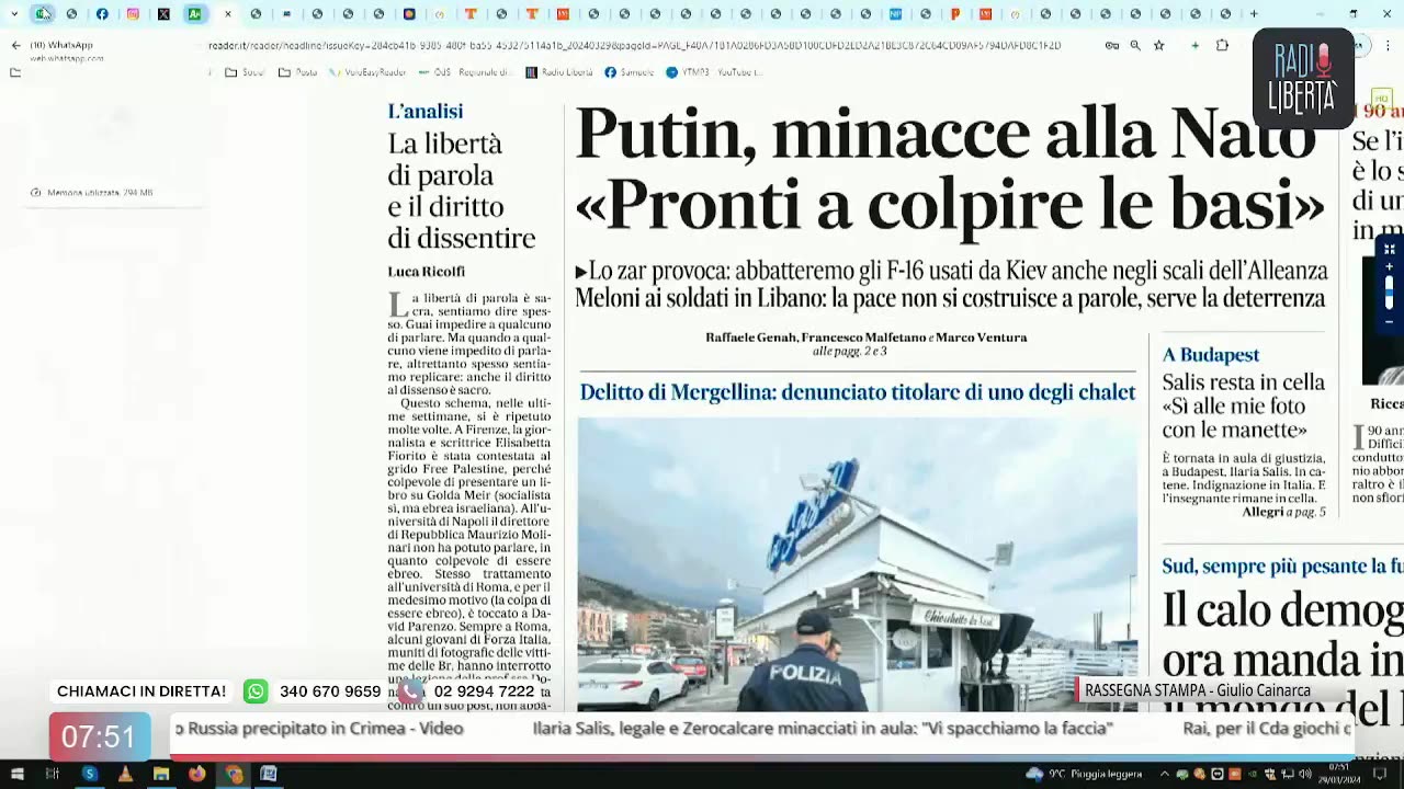 🔴 Rassegna Stampa del 29.03.2024 di Giulio Cainarca su Radio Libertà