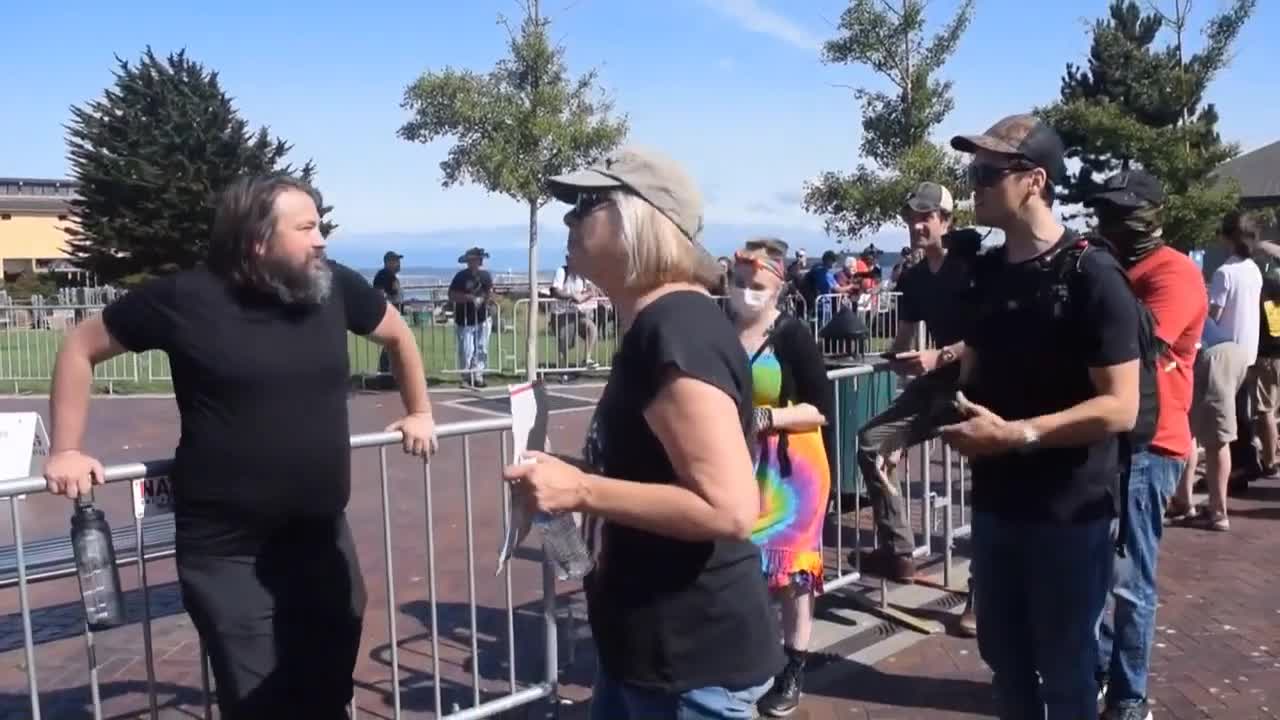 Stand for Decency Rally, Erik Rohdes of Washington 3% Nazi Go Away Sign, Robert Zerfing Rally