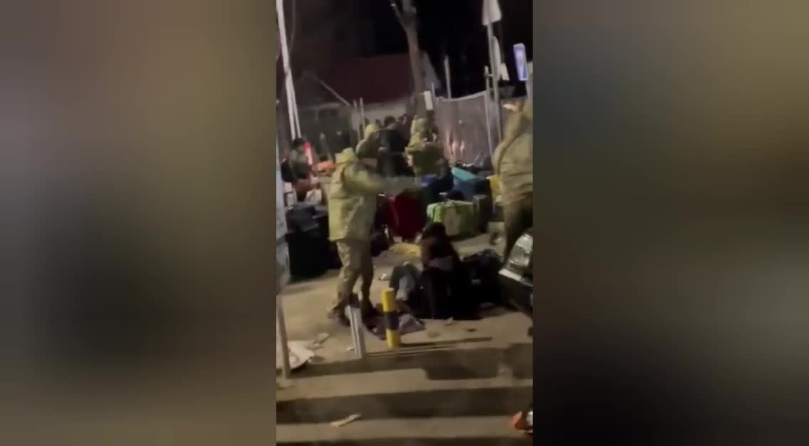 Ukrainian security officers brutally attacking Indian students at border who are escaping the war