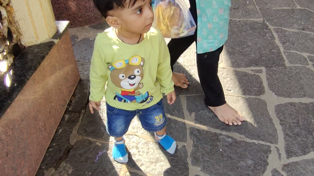 Kiaan enjoying first visit to Temple
