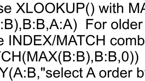 Find the value of cell on same row as maximum in another column