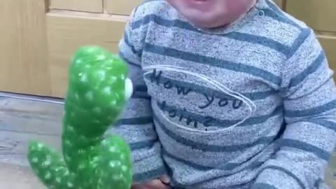 Cute Babies Playing with Dancing Cactus