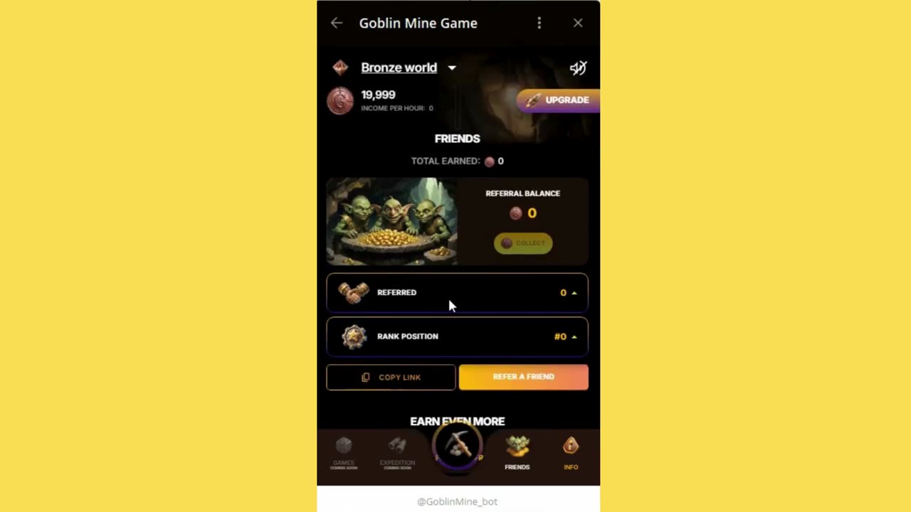 BIG MINING MINI APP BOT TELEGRAM GOBLIN MINE GAME