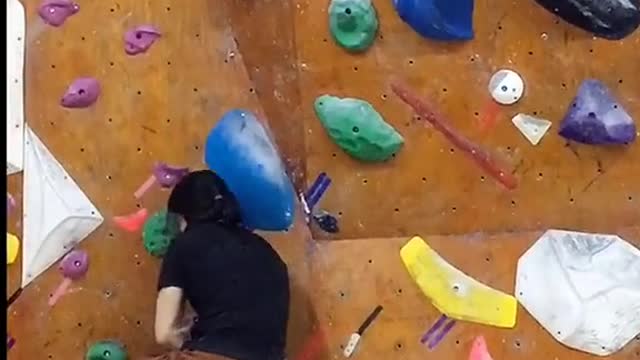 This person is suitable for climbing routes with large span