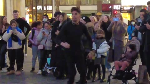 Dancing Street artist at Leicester Square, January 2022