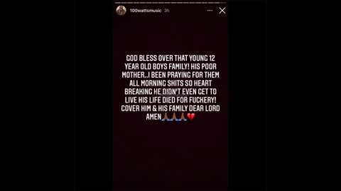 100 Watts Speaks out about the shooting death of 12 year old boy in Toronto