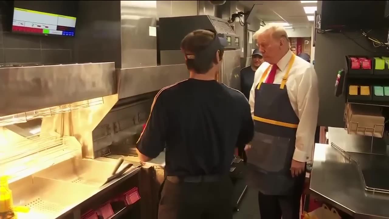 Trump working at McDonald's fry counter and drive thru while campaigning in Pennsylvania: FULL VIDEO