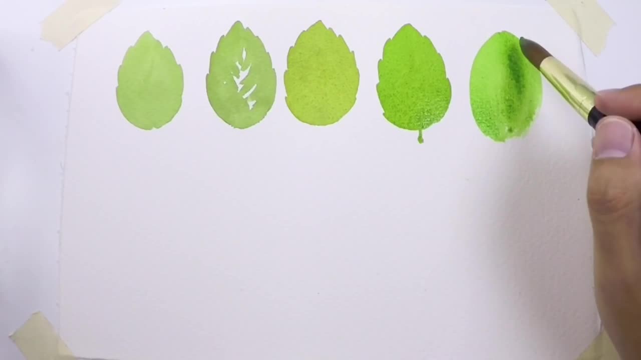 10 Cute Faces _ Painting leaves for beginners