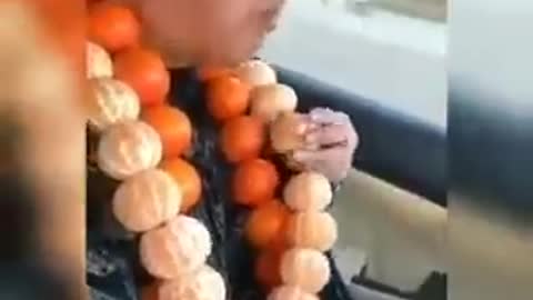 Eating oranges funny