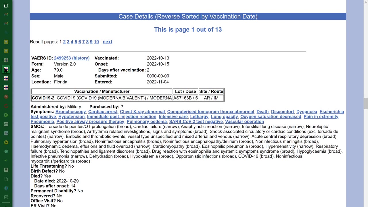PREYINGHAWK REPORT #107(b): VACCINE INJURIES ADMINISTERED BY THE MILITARY IN VAERS & MODERNA FOUNDER NOUBAR