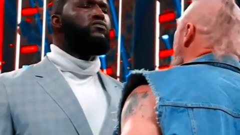 wwe super stars brock lesner and omos face to face