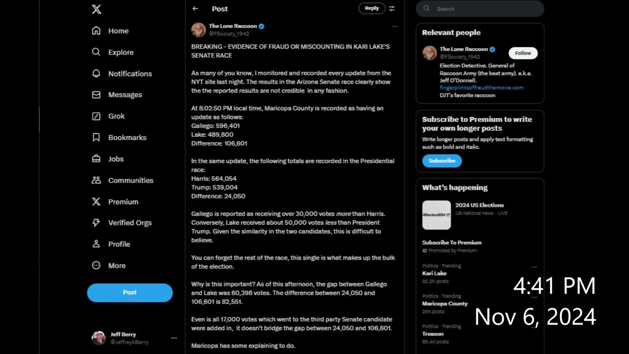 EVIDENCE OF FRAUD OR MISCOUNTING IN KARI LAKE'S SENATE RACE