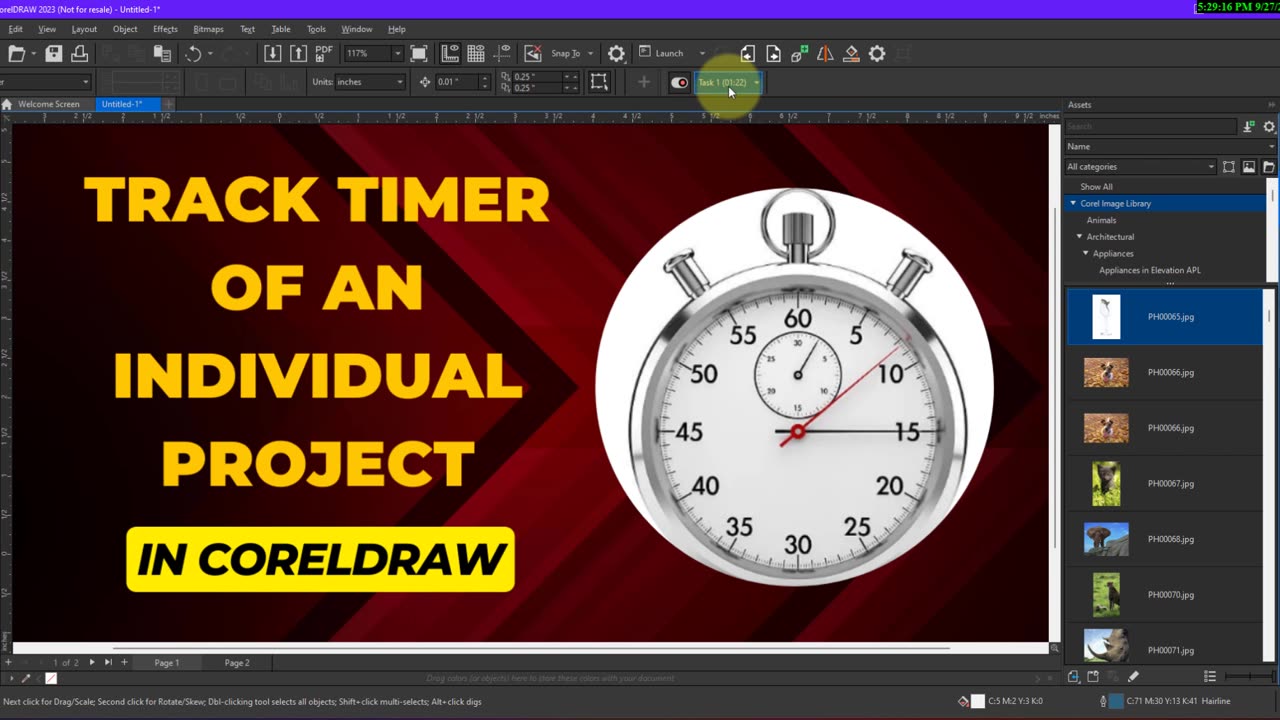 How to track time of individual file in CorelDRAW