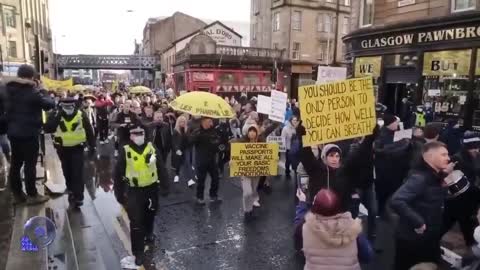 Glasgow Scotland - Citizens walks the streets protesting for Freedom against mandates & tyranny