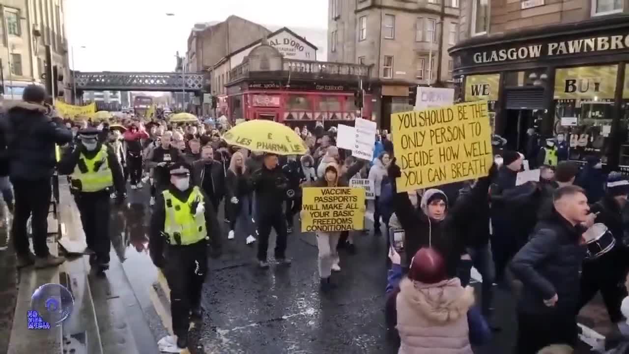 Glasgow Scotland - Citizens walks the streets protesting for Freedom against mandates & tyranny