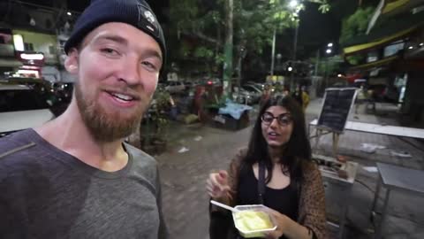 Amerian Handsome man In India. Having fun.