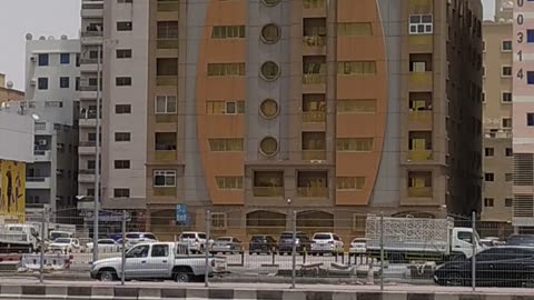 Fire on the top of a building in Ajman UAE