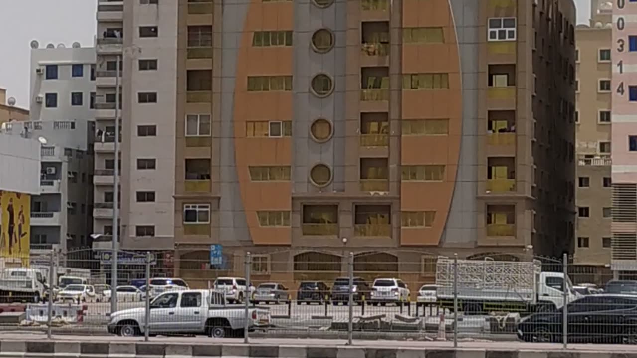 Fire on the top of a building in Ajman UAE