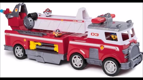 PAW Patrol Ultimate Rescue Fire Truck with 2 Ft. Ladder, Lights, Sounds, a Mini Toy Car, Chase, Marshall & Skye Figures, Toys for Boys & Girls Ages 3+ . FIRE TRUCK TOY: Marshall’s Ultimate Rescue Firetruck includes a 2 ft. ladder, a mini fire c