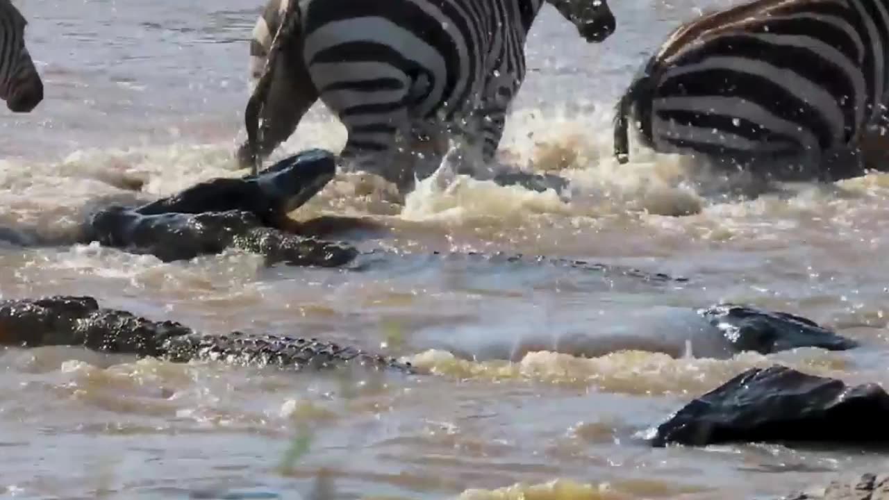 Zebras and Crocodiles - 4K video